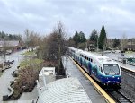 Northbound Sounder train # 1518 approaches Kent Station with one of the brand new cab cars leading